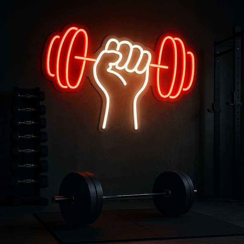 Dumbbell Fist Neon Sign – Gym Motivation LED Neon Light Neonsignsindia