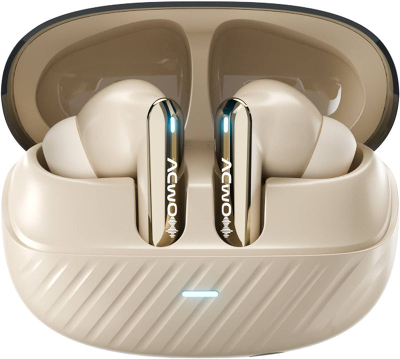 ACwO DwOTS 333 Hybrid ANC 48dB, 120H Playtime, Dual Pairing, 10mm Drivers Bluetooth Headset (Champagne Gold, True Wireless)