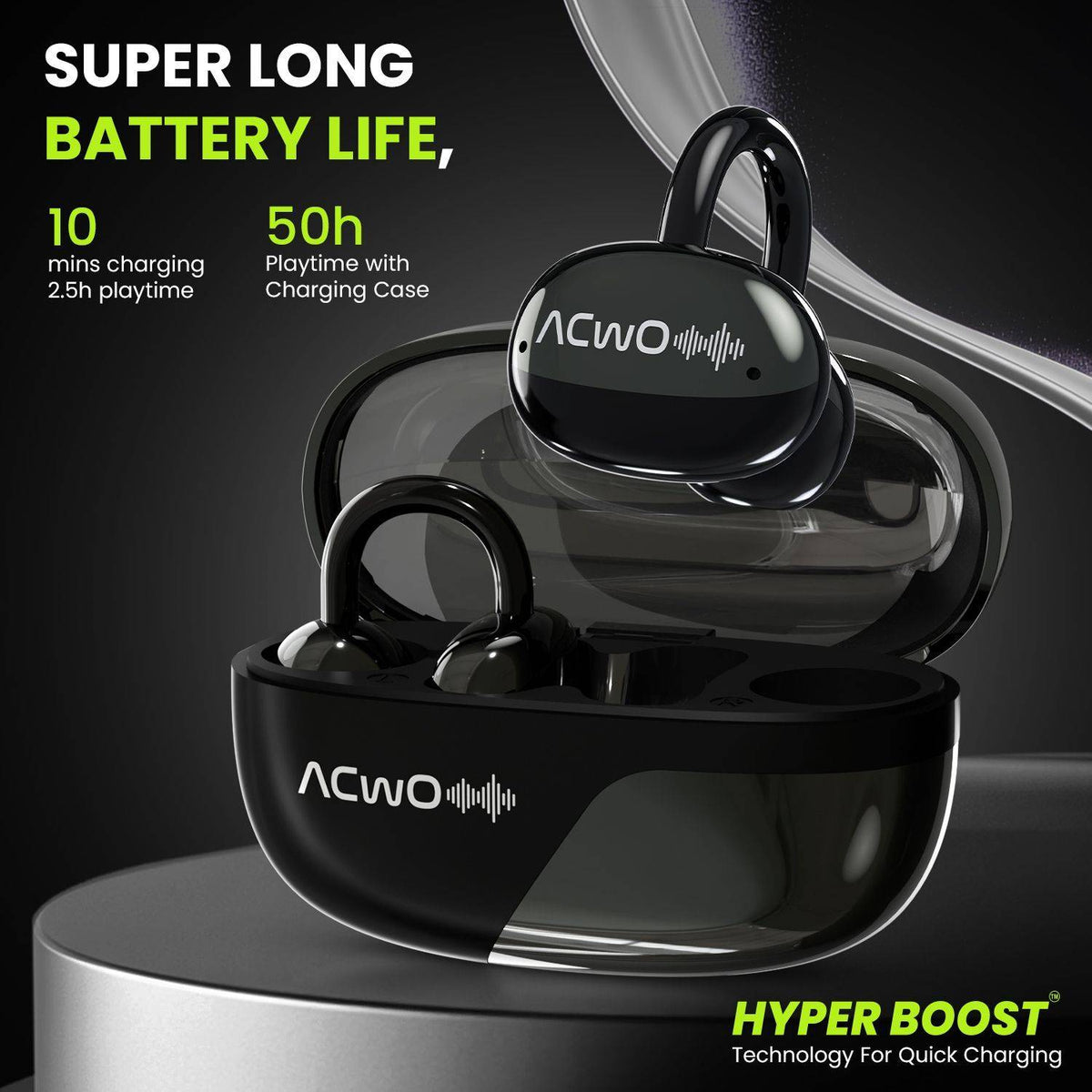 ACwO DwOTS Flow Open-Ear Listening, 50h Playtime ENC, Dual Connectivity, OWS Bluetooth Headset