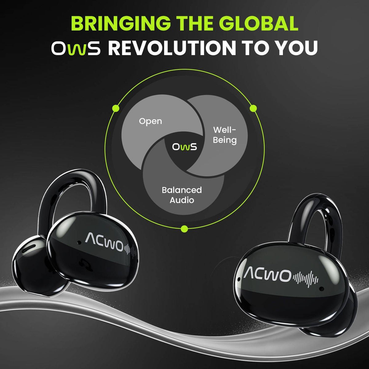 ACwO DwOTS Flow Open-Ear Listening, 50h Playtime ENC, Dual Connectivity, OWS Bluetooth Headset