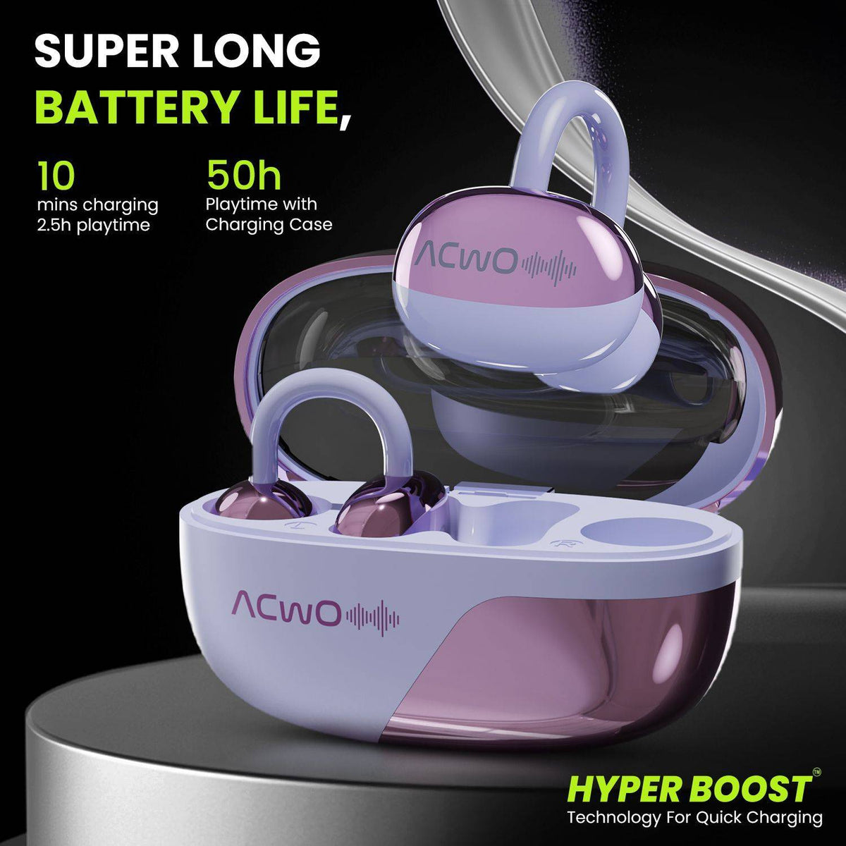 ACwO DwOTS Flow Open-Ear Listening, 50h Playtime ENC, Dual Connectivity, OWS Bluetooth Headset