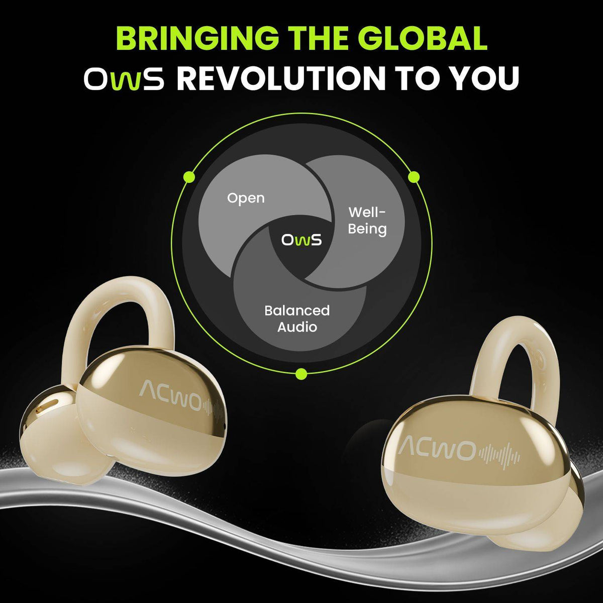 ACwO DwOTS Flow Open-Ear Listening, 50h Playtime ENC, Dual Connectivity, OWS Bluetooth Headset