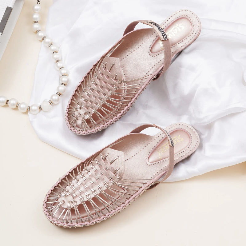 Metallic Rose Gold Handcrafted Clogs-2