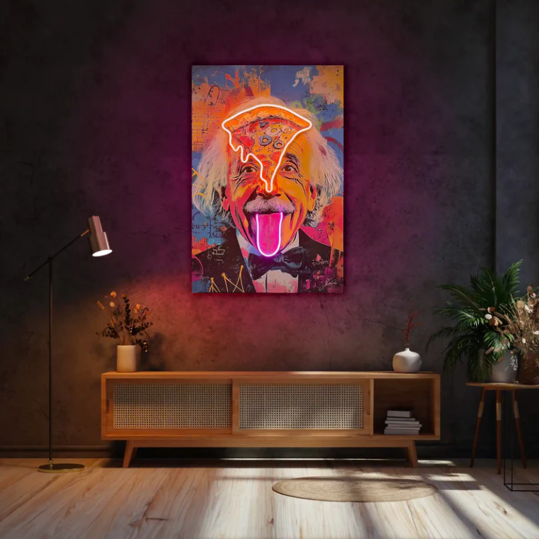 Einstein Pizza Pop Art LED Wall Art | Genius Meets Indulgence Neon Print Neonsignsindia