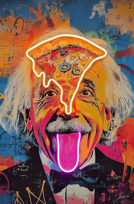 Einstein Pizza Pop Art LED Wall Art | Genius Meets Indulgence Neon Print Neonsignsindia