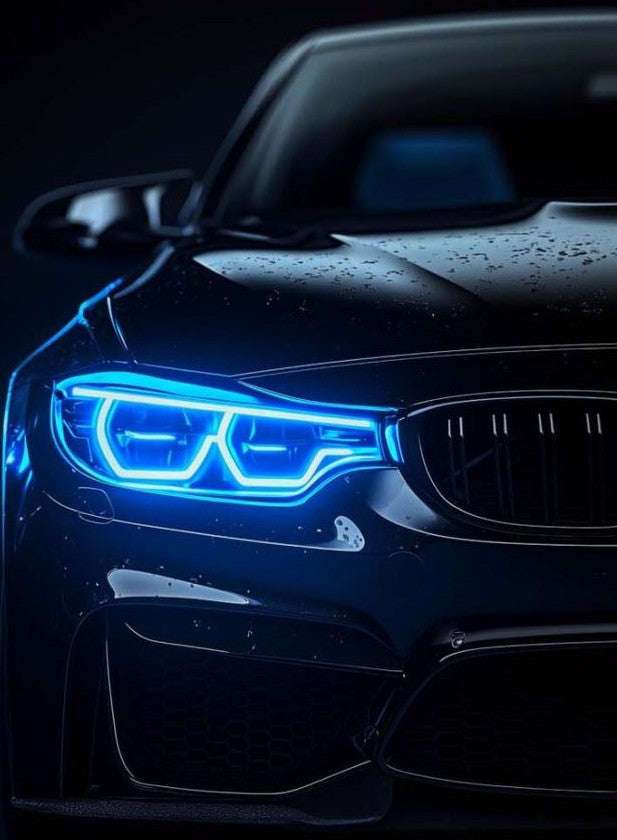 Electric Blue BMW Headlight Neon Sign – 6mm Flex LED Glow Neonsignsindia