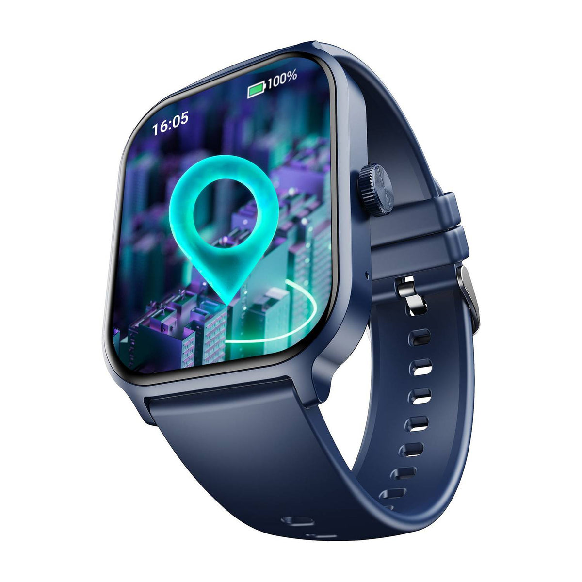 boAt Storm Call 3 Plus w/ Turn by Turn Navigation, QR Tray, 49.7cm(1.96") HD Display Smartwatch (Dark Blue Strap, Free Size)