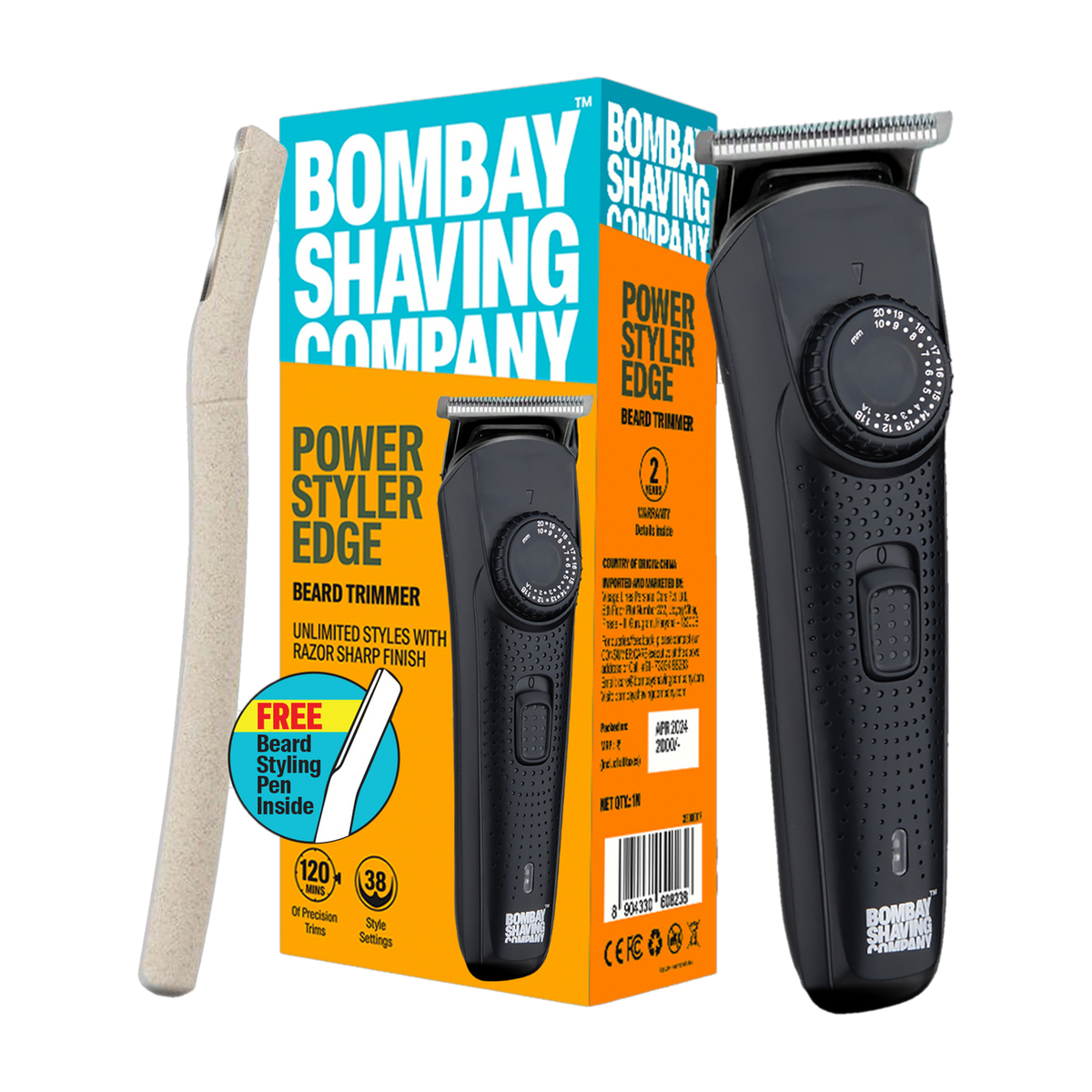 Bombay Shaving Company Power Styler Edge Beard Trimmer Trimmer 120 min Runtime 38 Length Settings (Black)