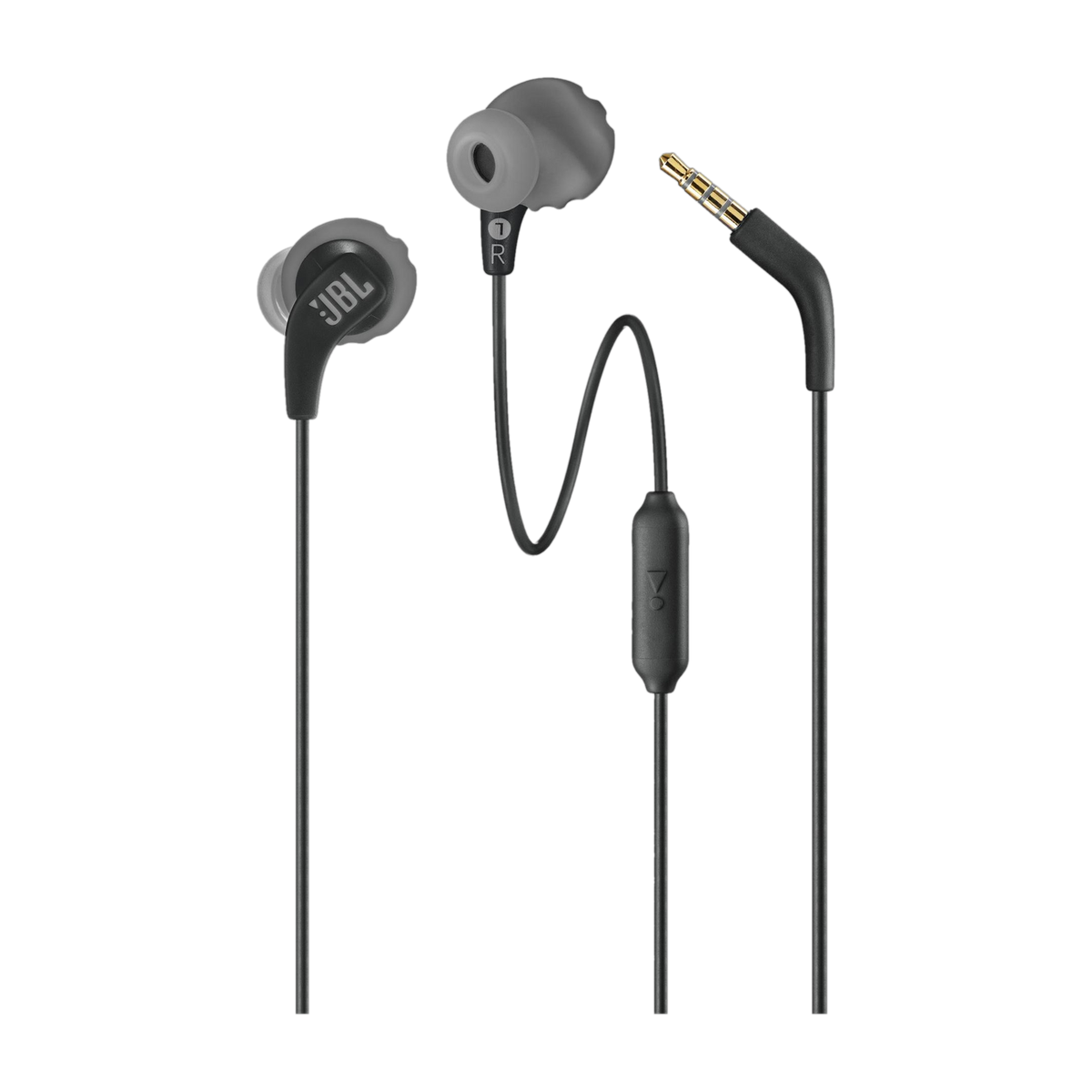 JBL Endurance Run 2 with Fliphook & TwistLock Technology, Pure Bass, IPX5 Sweatproof Wired Headset (Black, In the Ear)