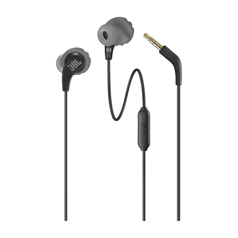 JBL Endurance Run 2 with Fliphook & TwistLock Technology, Pure Bass, IPX5 Sweatproof Wired Headset (Black, In the Ear)