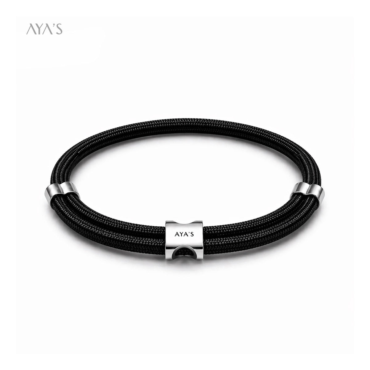 Erae Bracelet | 925 Sterling Silver, Premium Paracord, Rhodium Plating & Glossy Finish