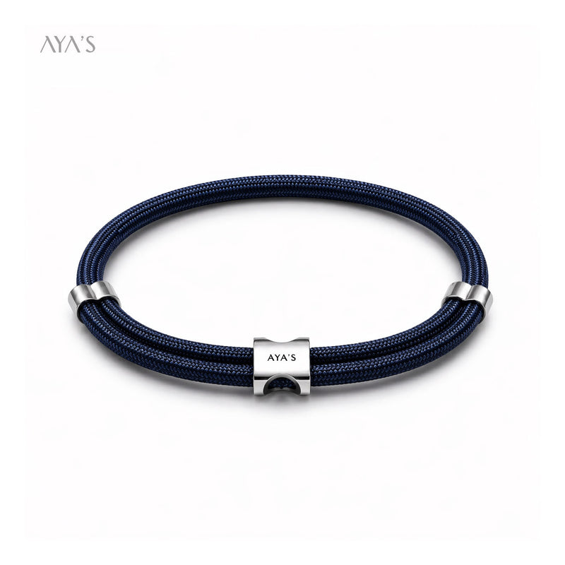 Erae Bracelet | 925 Sterling Silver, Premium Paracord, Rhodium Plating & Glossy Finish