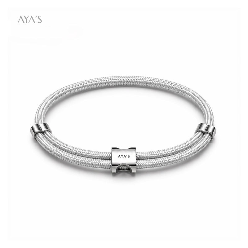 Erae Bracelet | 925 Sterling Silver, Premium Paracord, Rhodium Plating & Glossy Finish