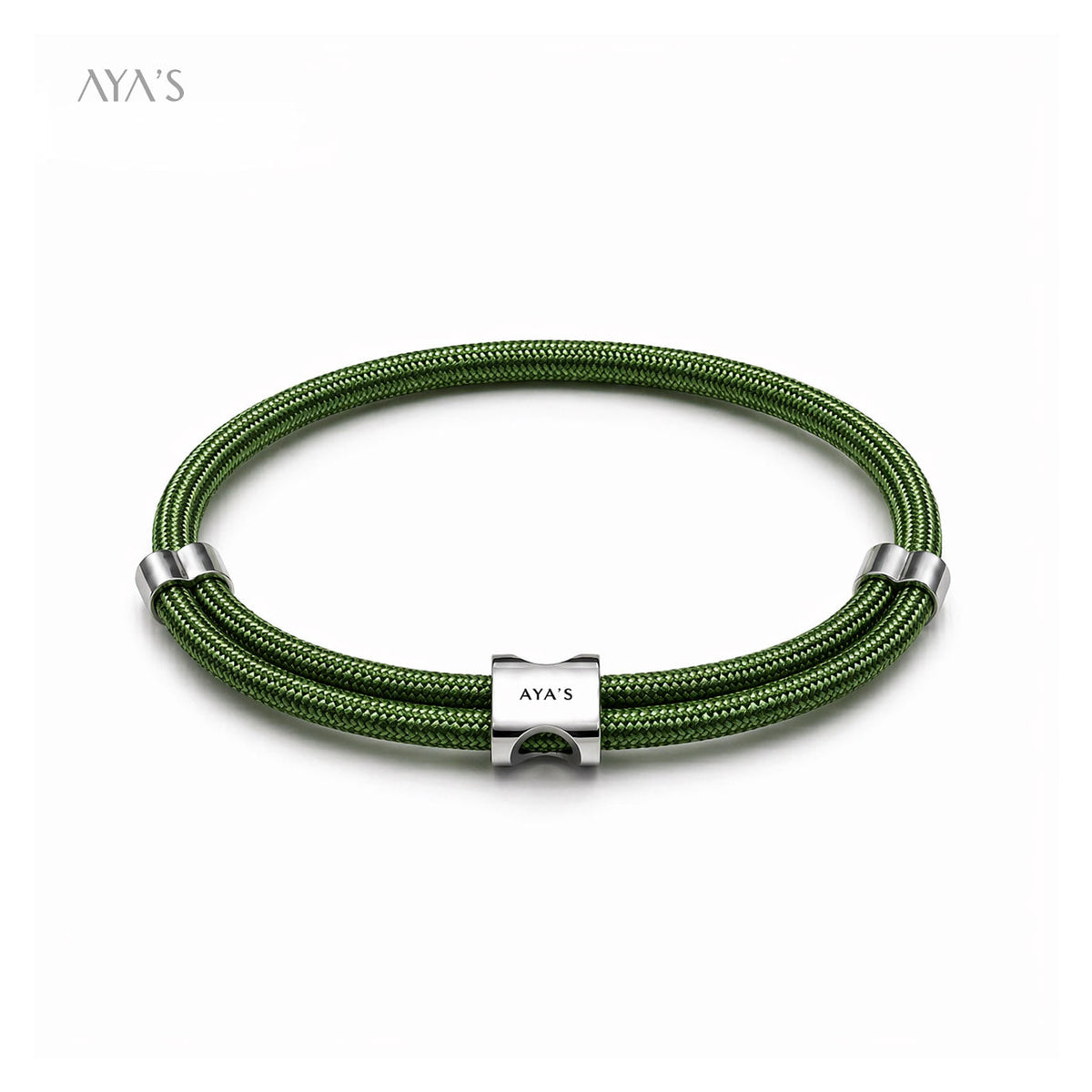 Erae Bracelet | 925 Sterling Silver, Premium Paracord, Rhodium Plating & Glossy Finish