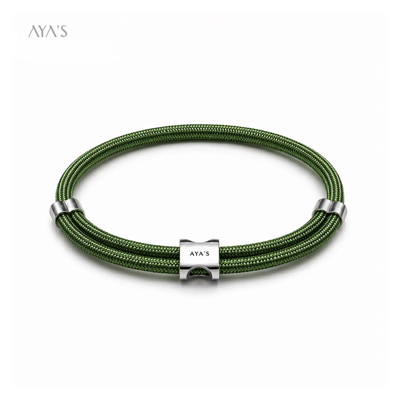 Erae Bracelet | 925 Sterling Silver, Premium Paracord, Rhodium Plating & Glossy Finish