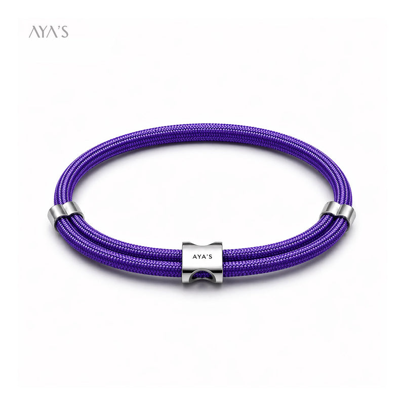 Erae Bracelet | 925 Sterling Silver, Premium Paracord, Rhodium Plating & Glossy Finish