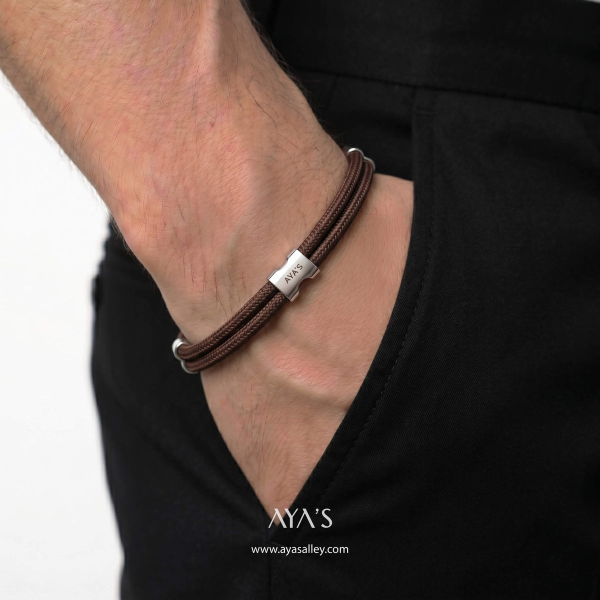 Erae Bracelet | 925 Sterling Silver, Premium Paracord, Rhodium Plating & Glossy Finish
