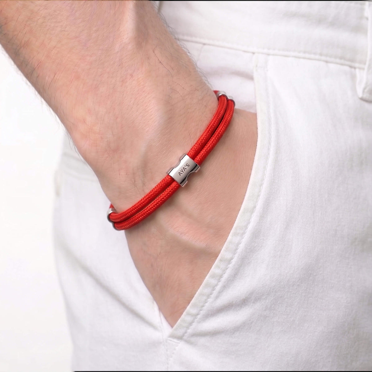 Erae Bracelet | 925 Sterling Silver, Premium Paracord, Rhodium Plating & Glossy Finish