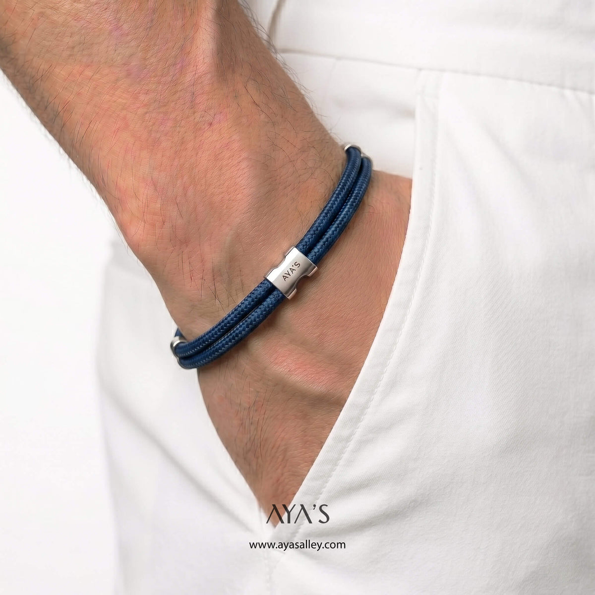Erae Bracelet | 925 Sterling Silver, Premium Paracord, Rhodium Plating & Glossy Finish