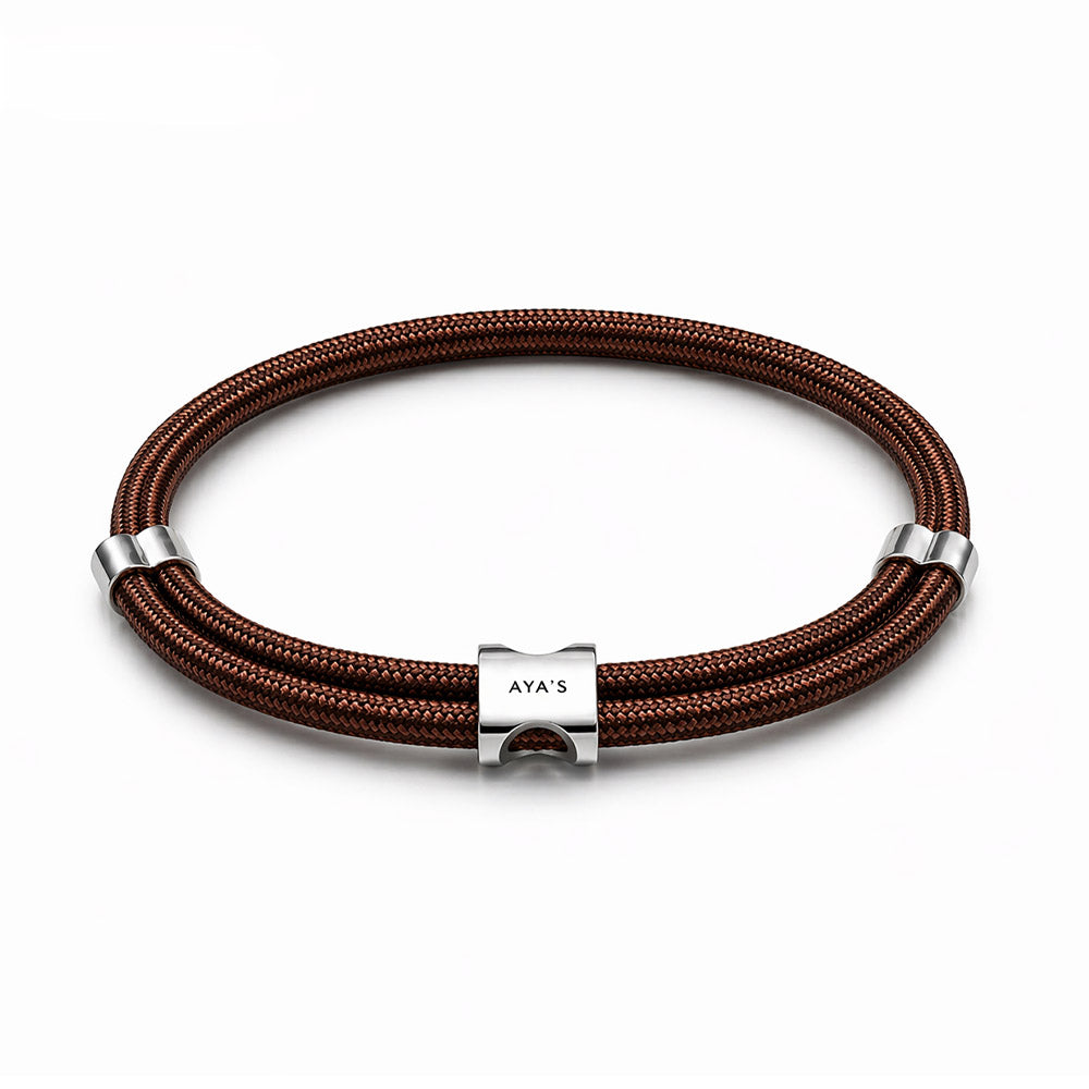 Erae Bracelet | 925 Sterling Silver, Premium Paracord, Rhodium Plating & Glossy Finish