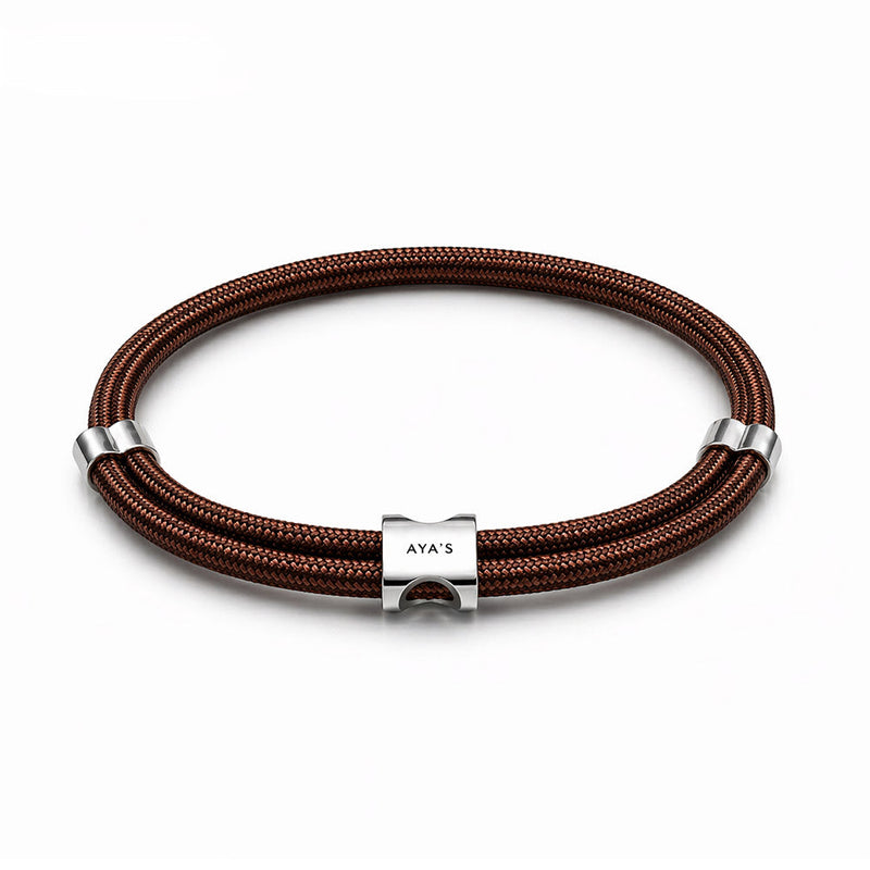 Erae Bracelet | 925 Sterling Silver, Premium Paracord, Rhodium Plating & Glossy Finish