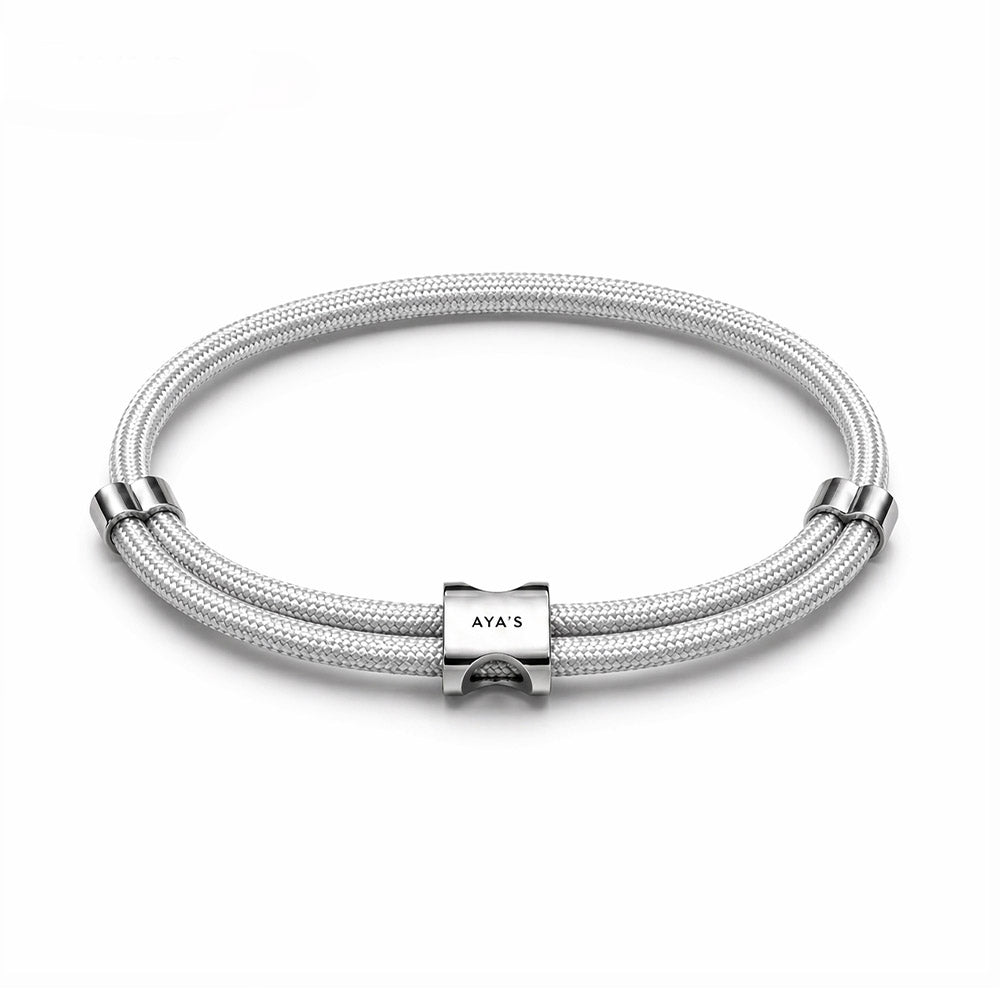 Erae Bracelet | 925 Sterling Silver, Premium Paracord, Rhodium Plating & Glossy Finish