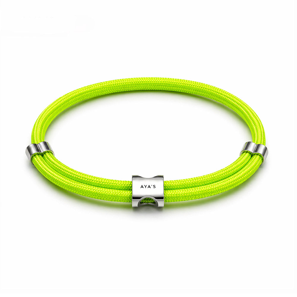 Erae Bracelet | 925 Sterling Silver, Premium Paracord, Rhodium Plating & Glossy Finish