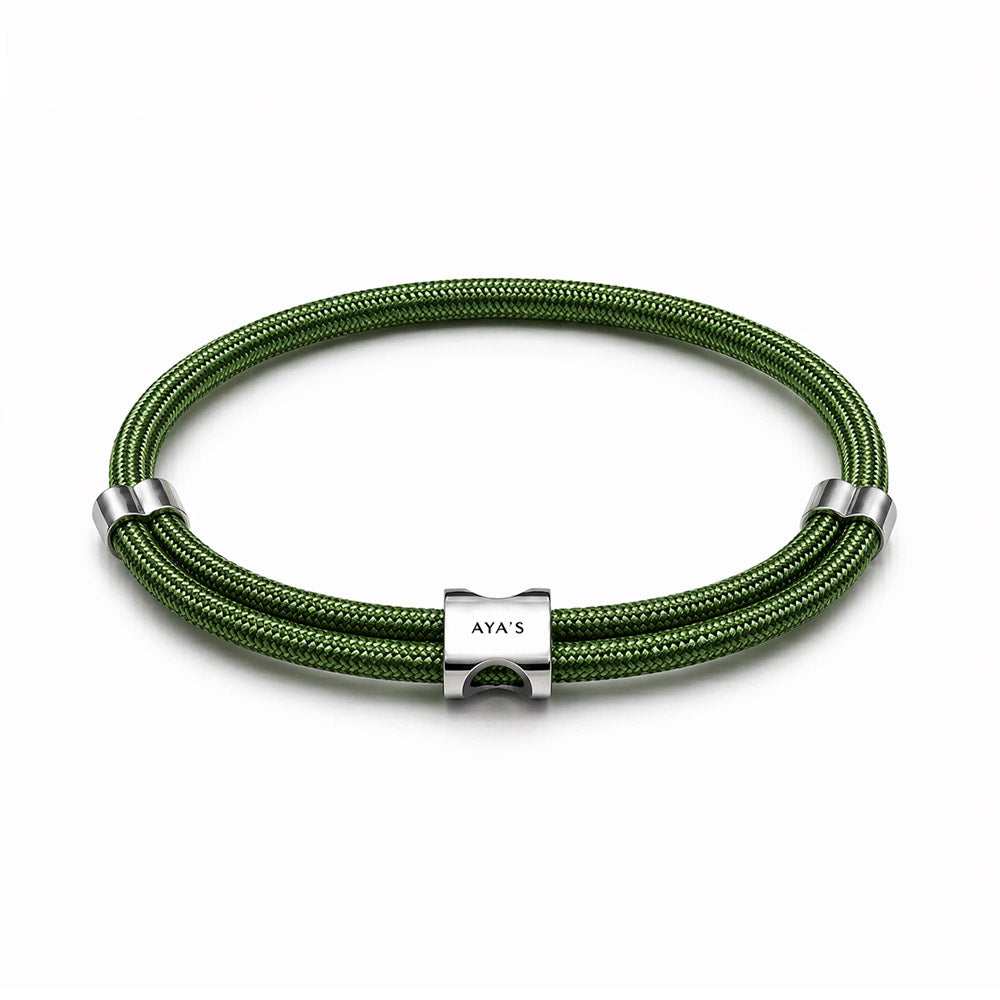 Erae Bracelet | 925 Sterling Silver, Premium Paracord, Rhodium Plating & Glossy Finish