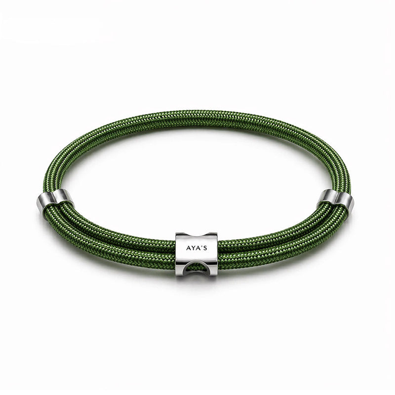 Erae Bracelet | 925 Sterling Silver, Premium Paracord, Rhodium Plating & Glossy Finish