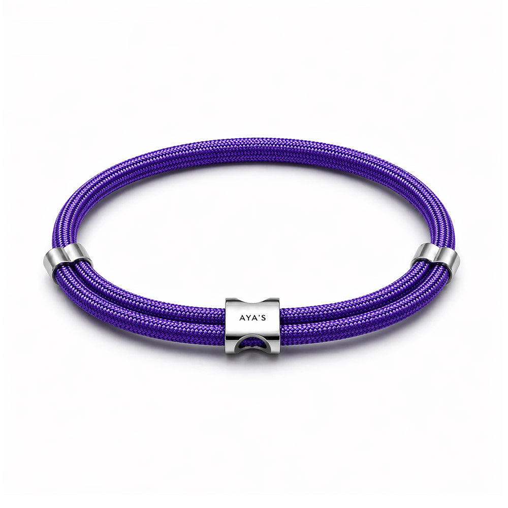 Erae Bracelet | 925 Sterling Silver, Premium Paracord, Rhodium Plating & Glossy Finish