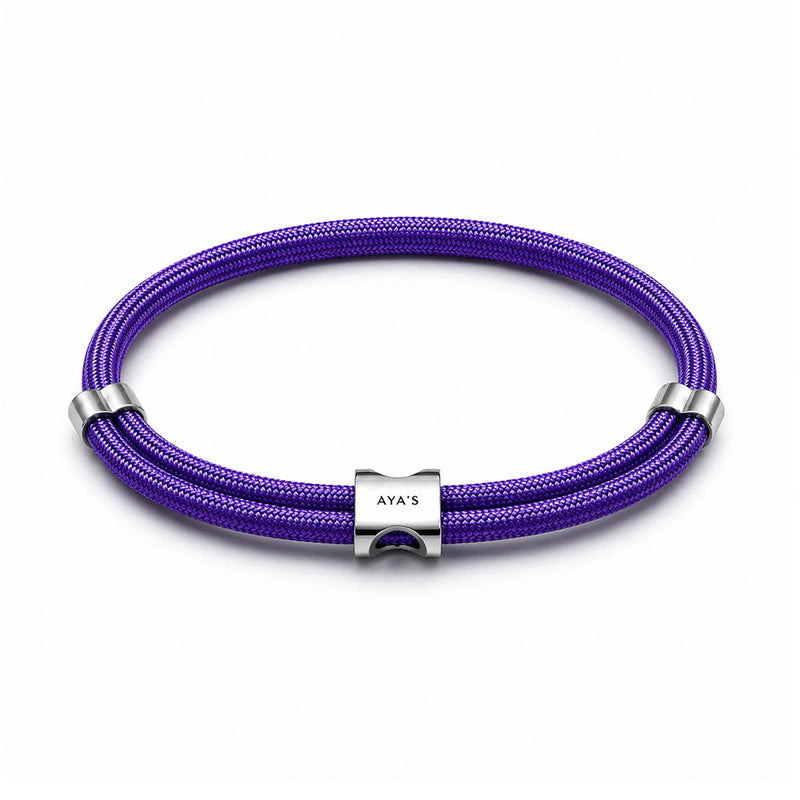 Erae Bracelet | 925 Sterling Silver, Premium Paracord, Rhodium Plating & Glossy Finish