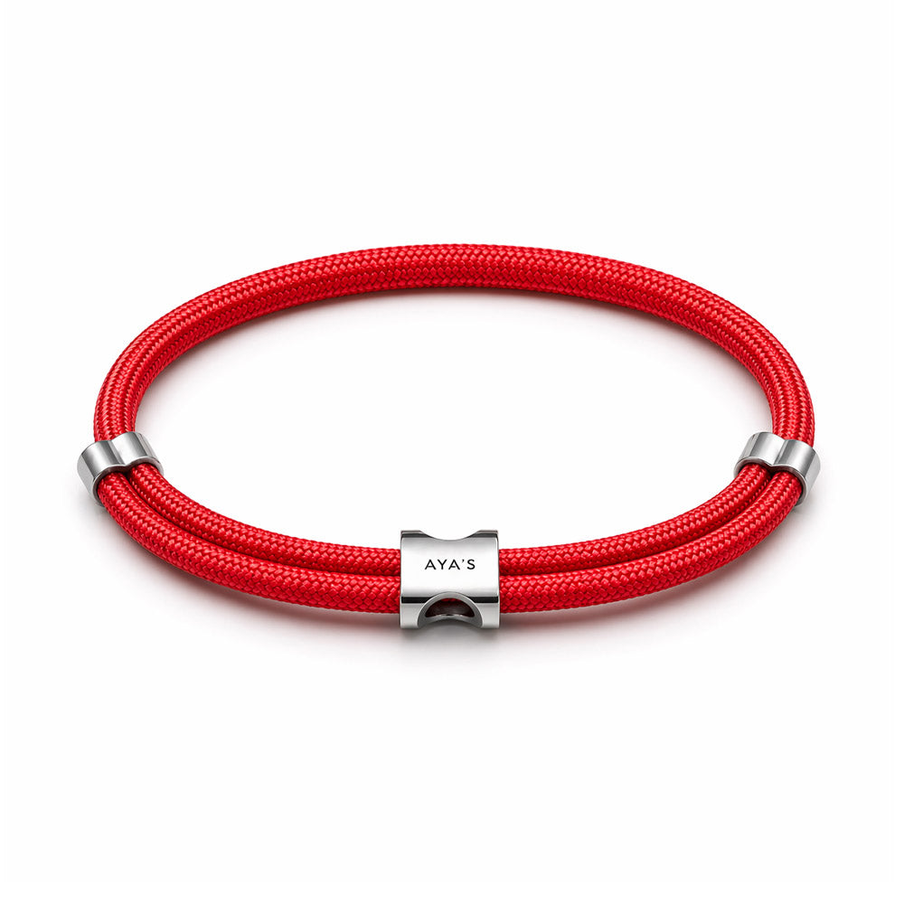 Erae Bracelet | 925 Sterling Silver, Premium Paracord, Rhodium Plating & Glossy Finish