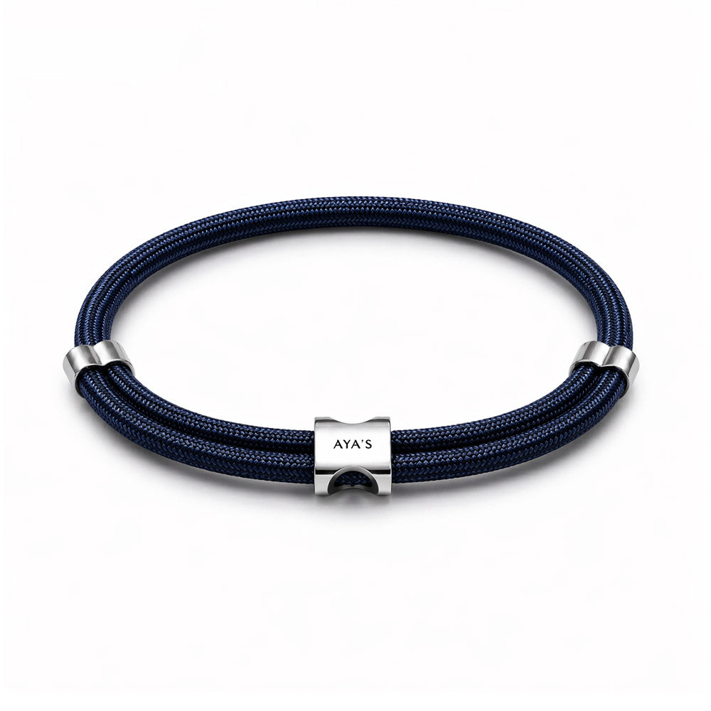 Erae Bracelet | 925 Sterling Silver, Premium Paracord, Rhodium Plating & Glossy Finish