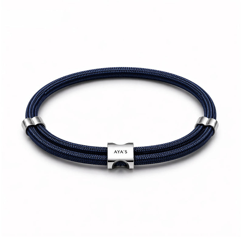 Erae Bracelet | 925 Sterling Silver, Premium Paracord, Rhodium Plating & Glossy Finish