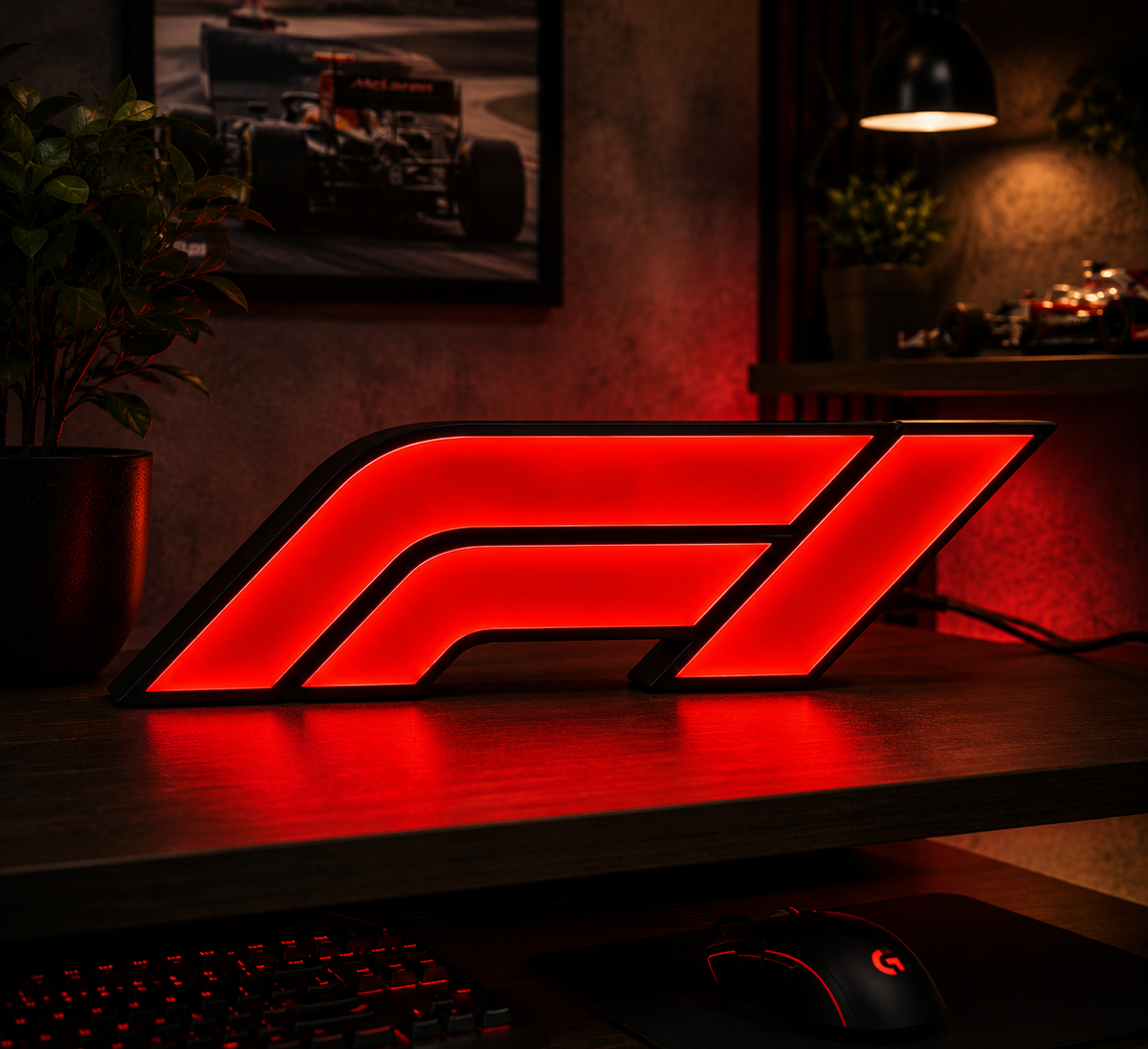 F1 Logo LED Neon Desk Lamp – Racing Fan Night Light