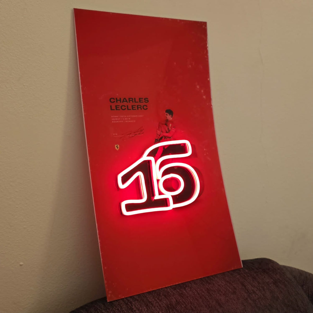F1 Charles Leclerc Uv print Neon Led 20"x12" Neonsignsindia