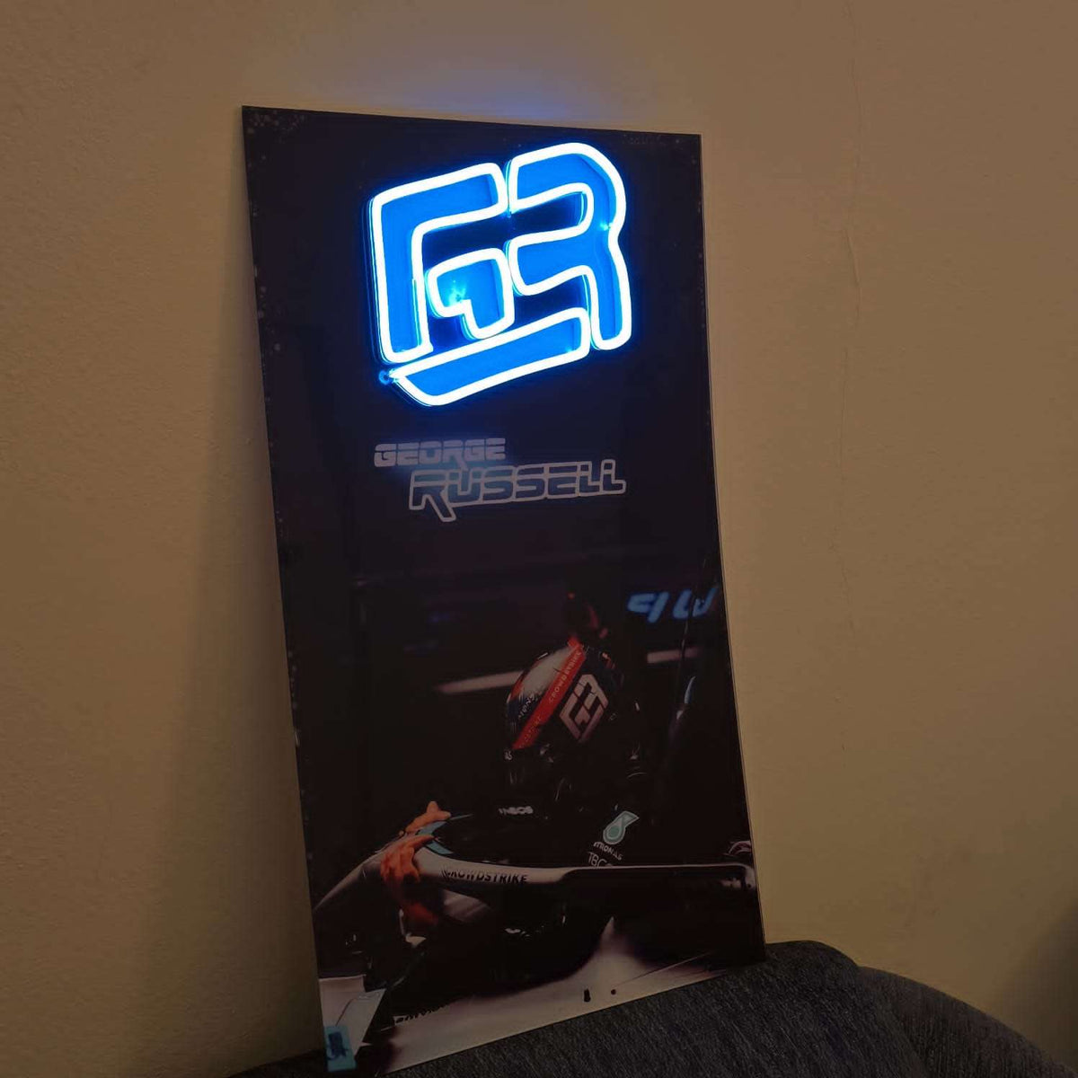 F1 George Russell #63 Neon Sign – UV Printed LED Wall Art Neonsignsindia