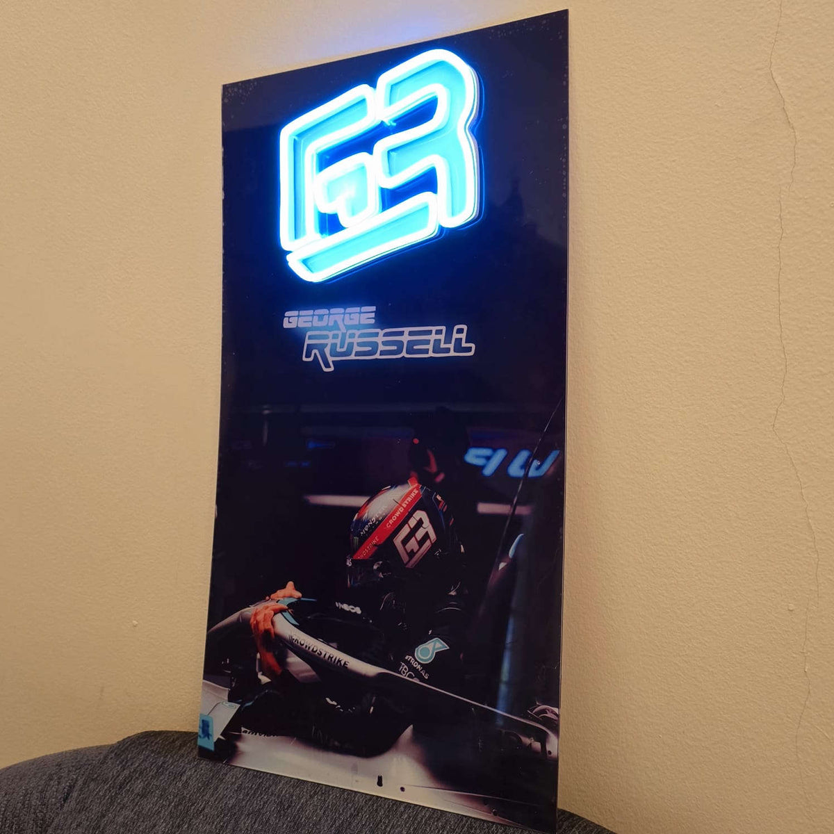 F1 George Russell #63 Neon Sign – UV Printed LED Wall Art Neonsignsindia