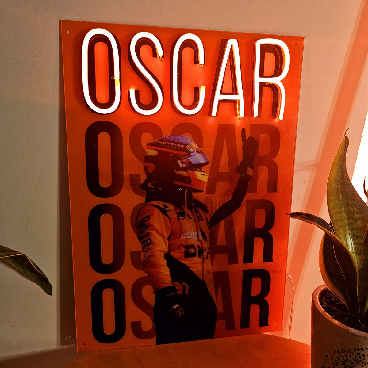 F1 Oscar Neon Sign – UV Printed LED Wall Art 18"x12" Inch Neonsignsindia