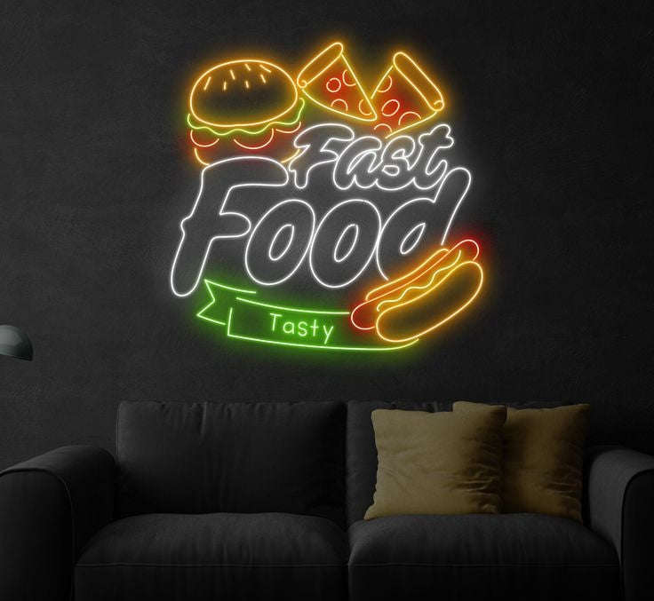Fast Food Neon Wall Sign – Tasty Glow Edition Neonsignsindia