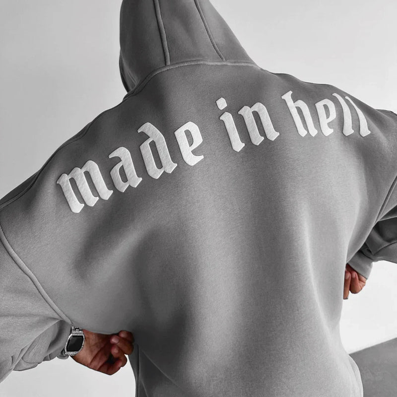 Made in Hell - Light Grey - Oversize Hoodie - 400 GSM