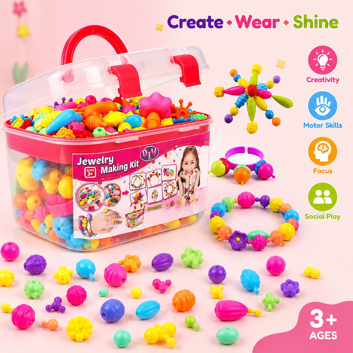Snap & Sparkle DIY Jewelry Making Kit (520+ Pieces)