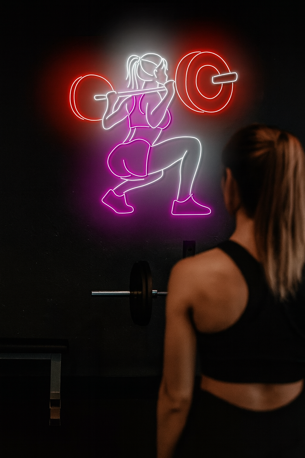 Female Weightlifter Neon Sign – Gym Motivation LED Neon Light Neonsignsindia