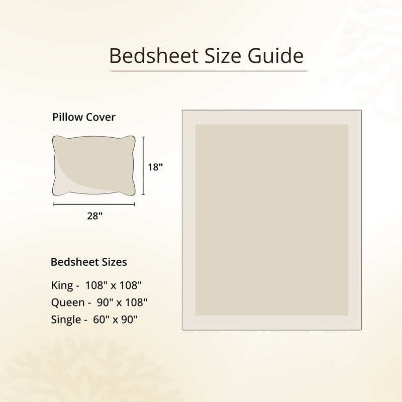 Cotton Bed sheet for Double bed with 2 Pillow Covers | Handprinted  Textured Design in Fern Green & Off White |Marigold Collection