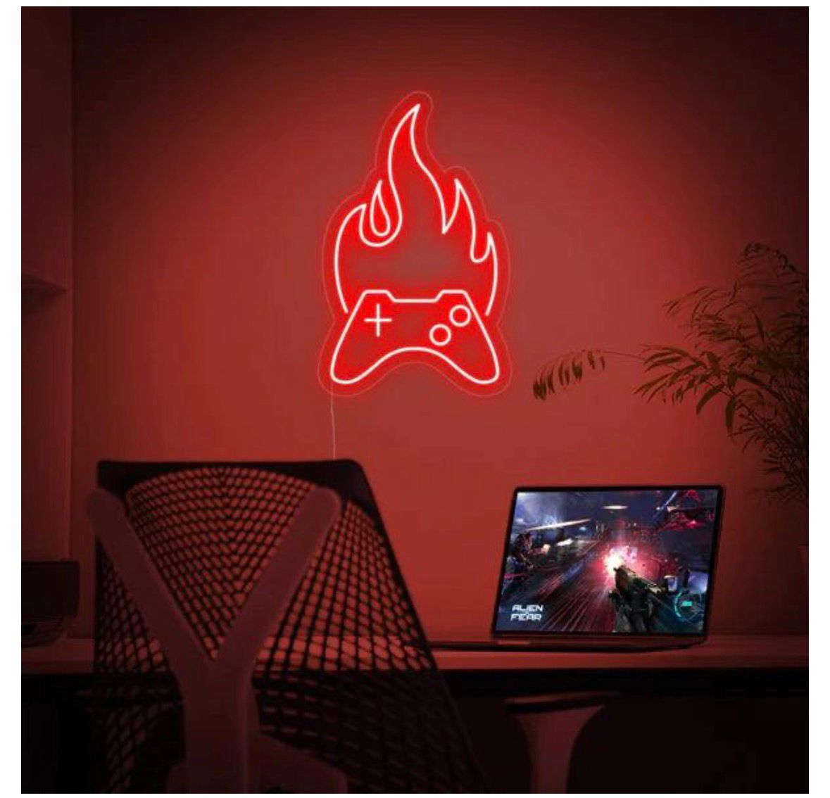 Flaming Controller – Red Gaming Neon Wall Sign Game Room | Neon Signs India — Image 1