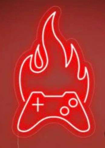 Flaming Controller – Red Gaming Neon Wall Sign Game Room | Neon Signs India — Image 2