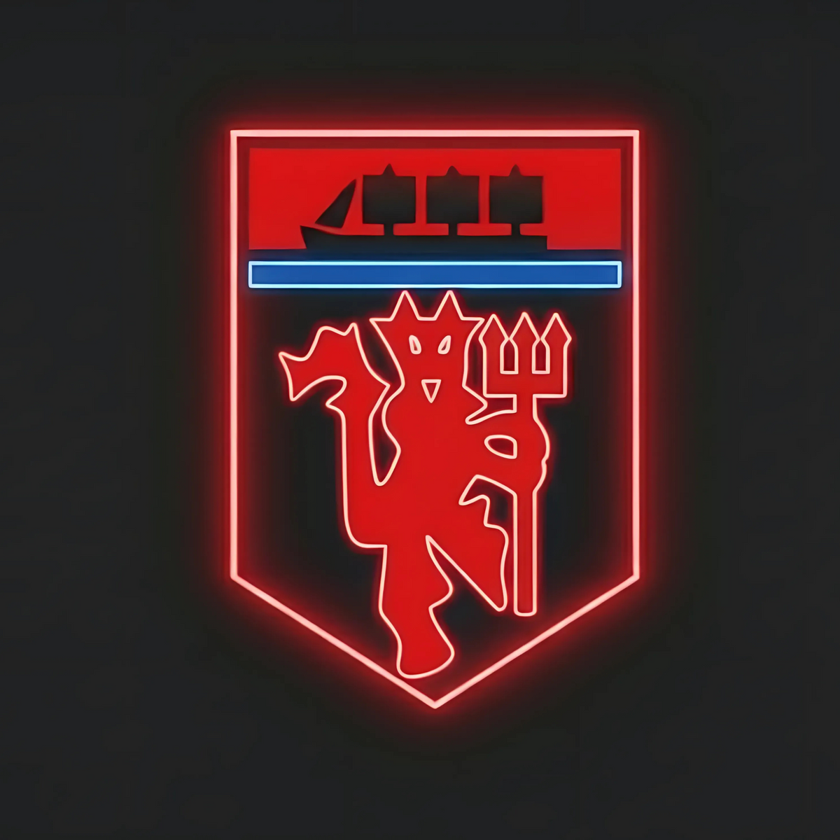 Football Logo Neon Manchester United FC UV print neon sign (24*15 inches). Neonsignsindia