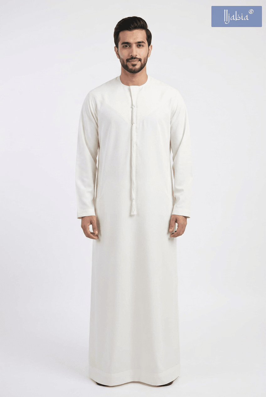 Emirati Thobe With Tassel - Premium TR Fabric - Off White