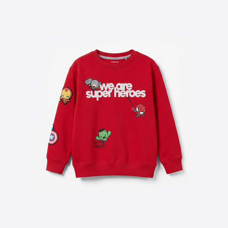 Marvel Super Heroes Graphic Red Cotton Co-ord Set
