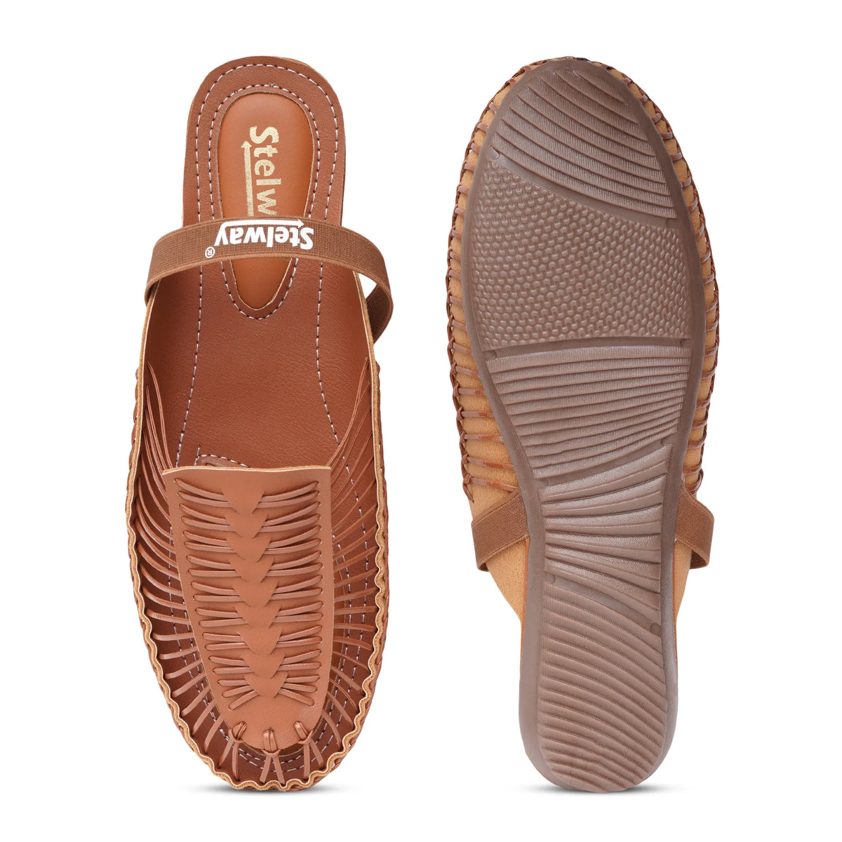 Tan Handcrafted Flat Sandal Clogs-8